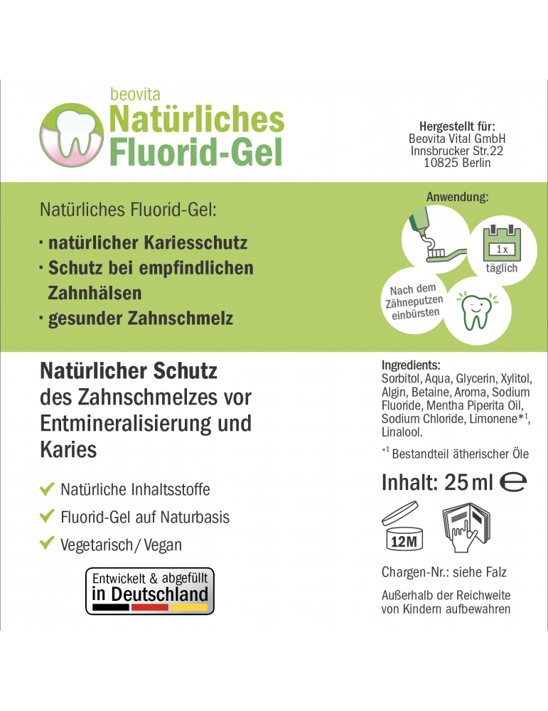 Beovita Fluorid-Gel auf Naturbasis (25ml)